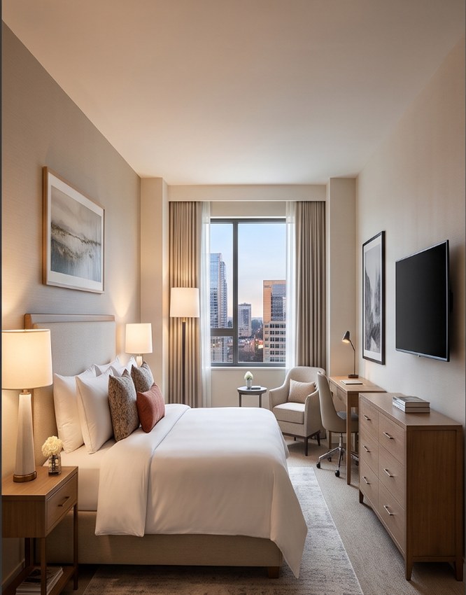 Generic Queen room photo-style image from separated customer room panel